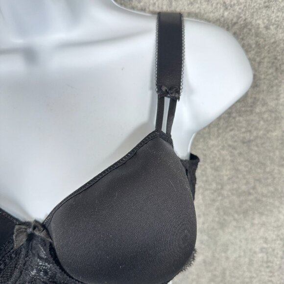 Simone Perele 34F Bra Underwired Black Smooth Floral Mesh Bow Adjustable Straps - Picture 7 of 16